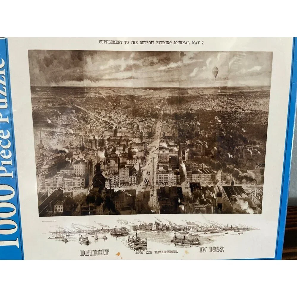 New & Sealed Michiganology 1,000 Piece Puzzle, Detroit 1887 City Bird's Eye View